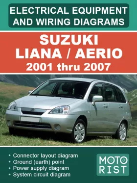 Электрооборудование и цветные электросхемы Suzuki Liana / Aerio с 2001 по 2007 год