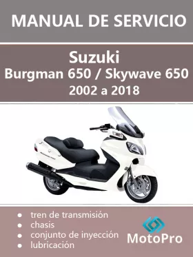 Книга по ремонту скутера Suzuki Burgman 650 / Skywave 650 c 2002 по 2018 год (на испанском языке)